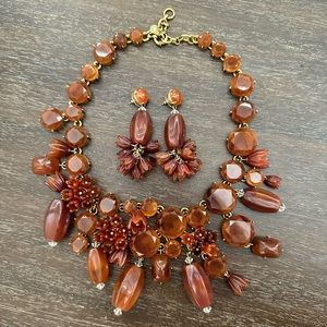 J Crew Brown Flower Statement Earrings